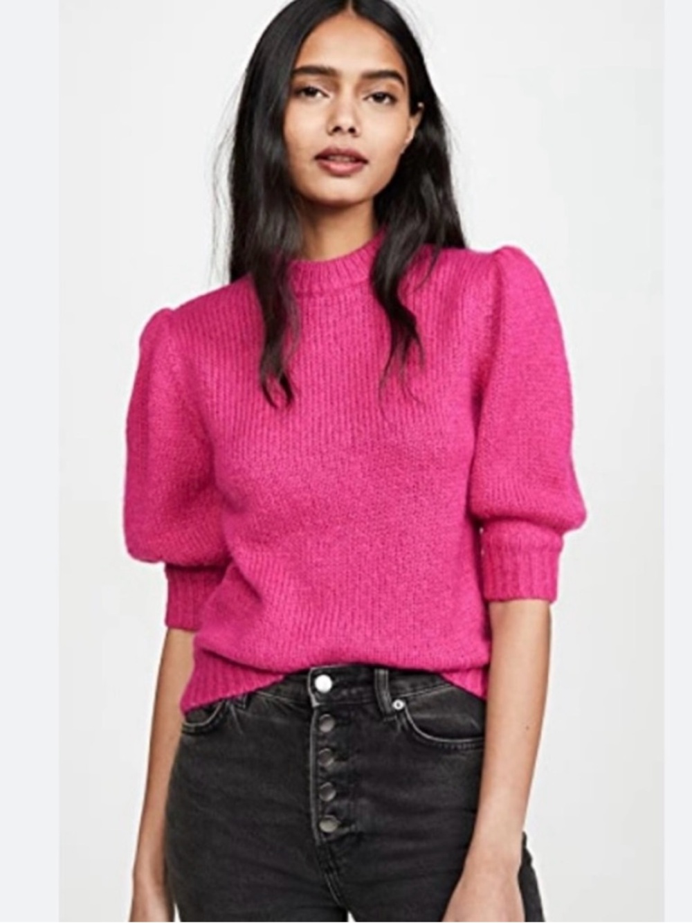 NWT Rebecca Minkoff 'Olive' Short Sleeve Crewneck Sweater In Fuchsia: Size LARGE - Picture 7 of 7